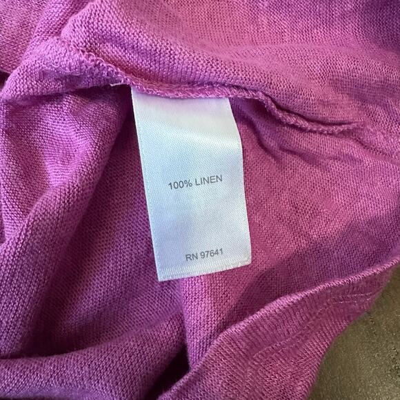 J. JILL Linen Essential Shirt Orchid Pink Button Up LS Knit Minimalist - Picture 8 of 11